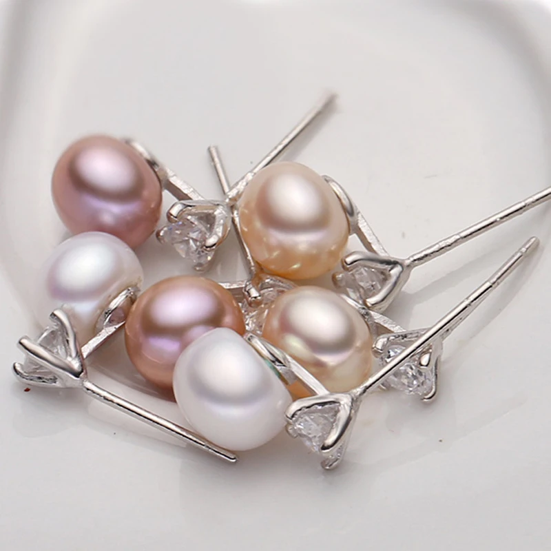 Genuine natural freshwater pearl earrings for women,bridal 925 sterling silver earrings jewelry birthday gift 4