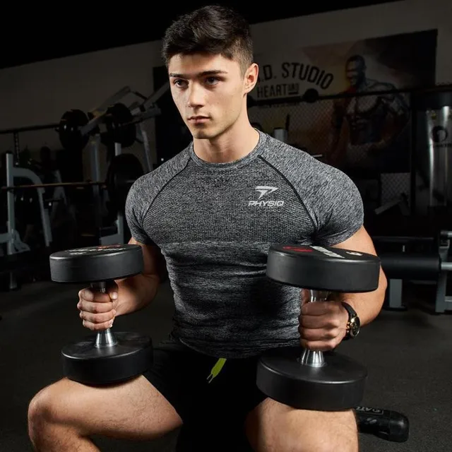 Men gyms Fitnes t shirt Skinny elasticity Bodybuilding workout shirts ...
