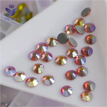 

YANRUO 2058HF All Sizes Hyacinth AB Top Quality Hot Fix Strass Rhinestones Flatback Crystal Stone For Clothes