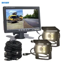 DIYKIT DC12V-24 v 7 polegada 2 Dividir Monitor Do Carro Tela LCD LED CCD de Visão Noturna de Visão Traseira Do Carro sistema de câmera para Bus Chalupa Truck