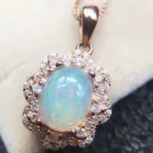 Опал кулон натуральный Природный Опал 925 серебро 7*9 мм 1.1ct драгоценный камень ювелирные изделия# SL18062106