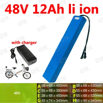 

GTK customized 48V 12ah lithium ion battery BMS 18650 48v li ion battery for 48v 500W ebike scooter Folding bicycle +2A charger