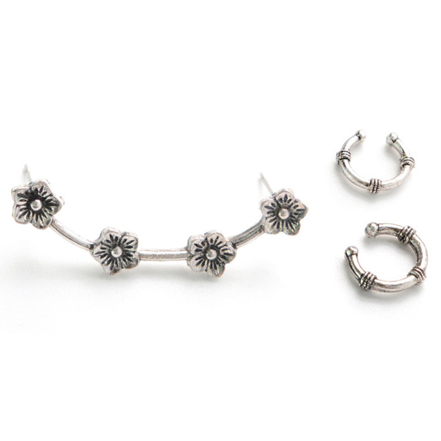 Sale New Punk Style Earring Sets Ethnic Bohemia Ear Clip Stud Earrings For Women Feather Leaf Owl Earrings Wholesale 2022