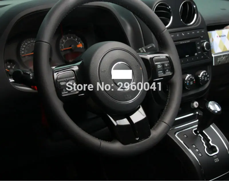 3pcs Interior Black Abs Steering Wheel Cover Trim Sticker