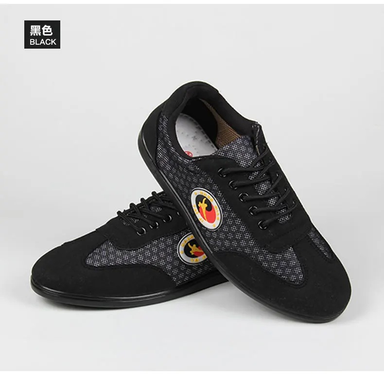 Холщовая спортивная обувь для взрослых Kung Fu Taiji/TaiChi тренировочные туфли боевые Сникеры поп-арт - Цвет: Черный цвет