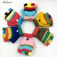 Новая модная одежда для малышей милые Сгущает Лоскутная Горячие Девочки Мальчики зима теплая перчатки Y111530