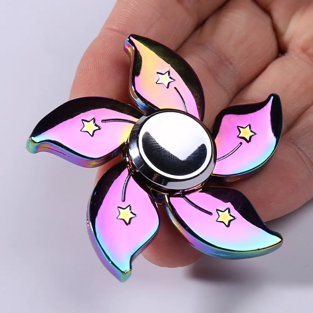 

New Fidget Hand Spinner Rainbow Floral Time Killer EDC Metal Finger Spinner Funny Anti Stress Rainbow Fidget Spinner Tools