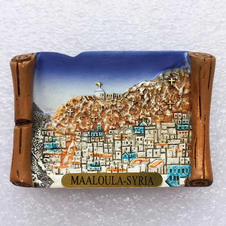 Middle East Historical Town Malula, Syria Tourist Souvenir Three-dimensional landscape Magnetic stickers Refrigerator - Цвет: Белый