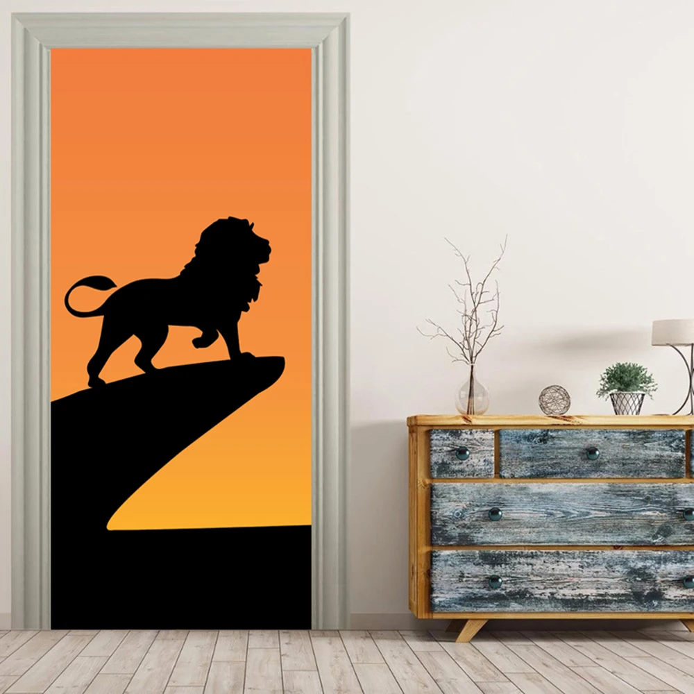 Lion King Shadow 3d Mural Stickers Door Sticker Wallpaper Decals Home