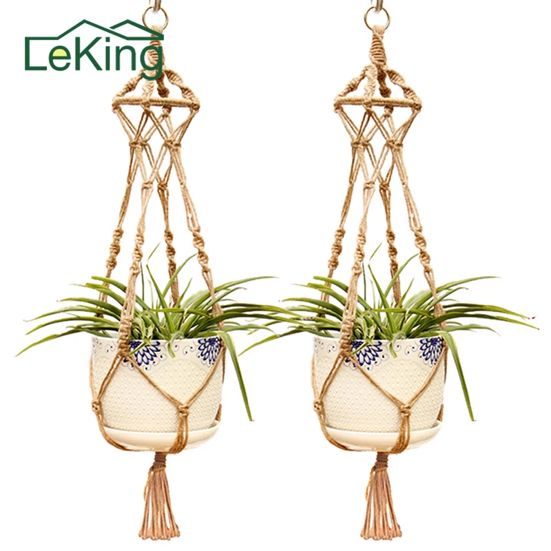 

Garden Handmade Rope Plant Hanger Basket Pots Holder Natural Fine Hemp Rope Net Flower Pot Plant Lanyard Garden Balcony Decor
