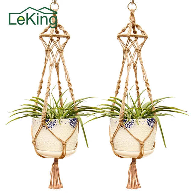 Garden Handmade Rope Plant Hanger Basket  Pots Holder Natural Fine Hemp Rope Net Flower Pot Plant Lanyard Garden Balcony Decor