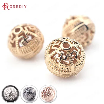 

10PCS 9MM 24K Champagne Gold Color Plated Brass Buddha Beads Hollow Round Beads High Quality Diy Jewelry Accessories