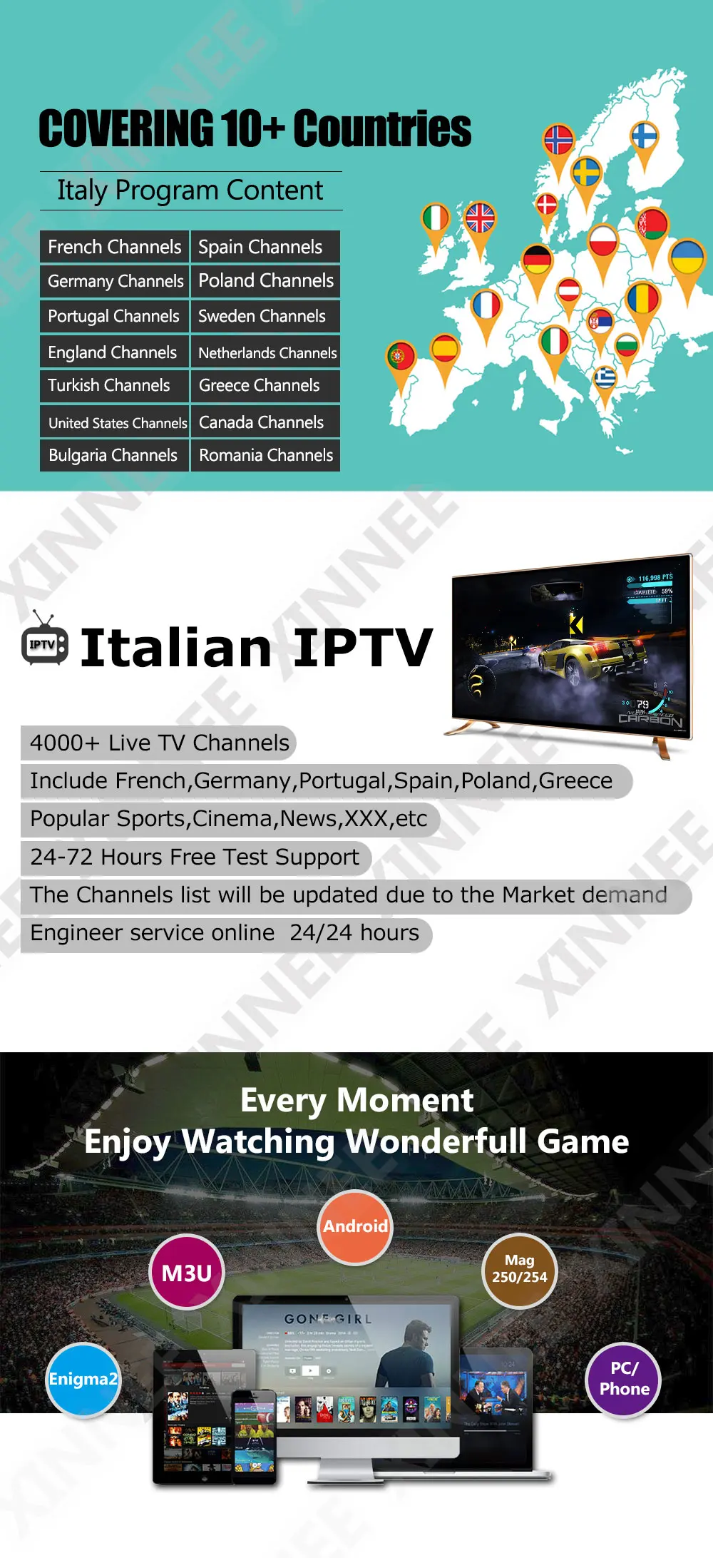 4K Italia iptv m3u Поддержка iptv italia без коробки 4000+ каналы ip-телевещания VOD X96 Мини ТВ приставка на базе Android box 1 год Бесплатные iptv подписки