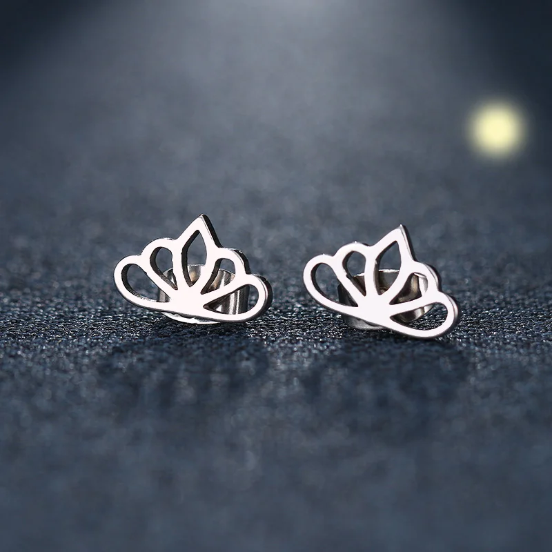 CACANA Stainless Steel Stud Earring For Women Man Lotus Gold And Silver Color Lover's Engagement Jewelry Drop Shipping