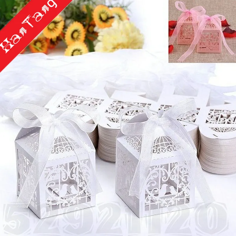 10-100 Favor Ribbon Gift Box Candy Boxes Wedding Boxes Gift Favor Flower Party 