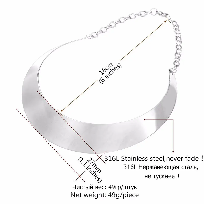 U7 Позолоченный Чокер На Шею Ожерелье Женские из Нержавеющей Стали Африканский Коренастый Воротник Ювелирные Изделия N556