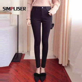 

Vintage High Stretch Women Denim Blue Jeans Legging Large Size 32 Woman Slim Black Trousers Ladies Mid Waist Jeans Pencil Pants