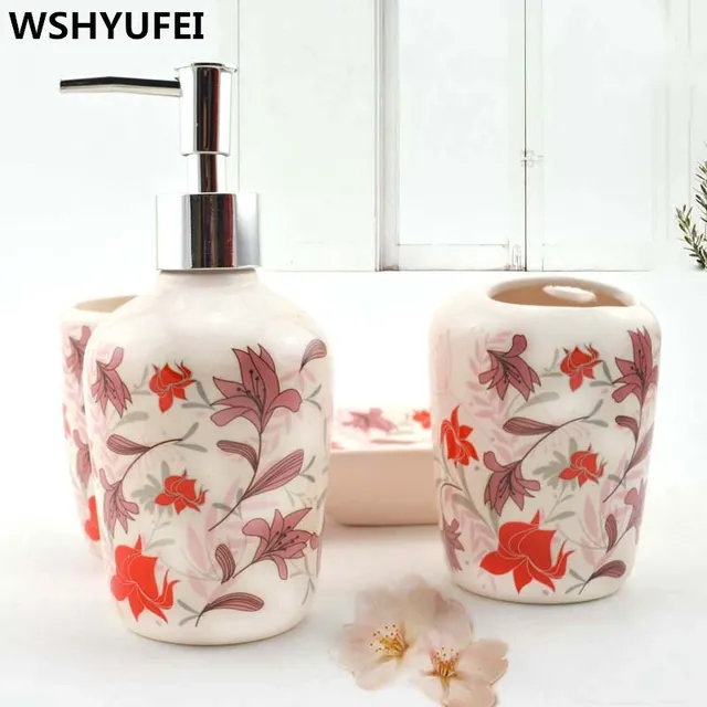 Bathroom Accessories Ceramic Sets 4pcs 1 Emulsion Bottle Bathroom Accessories Ceramic Sets 4pcs 1 Emulsion Bottle Soap Dish