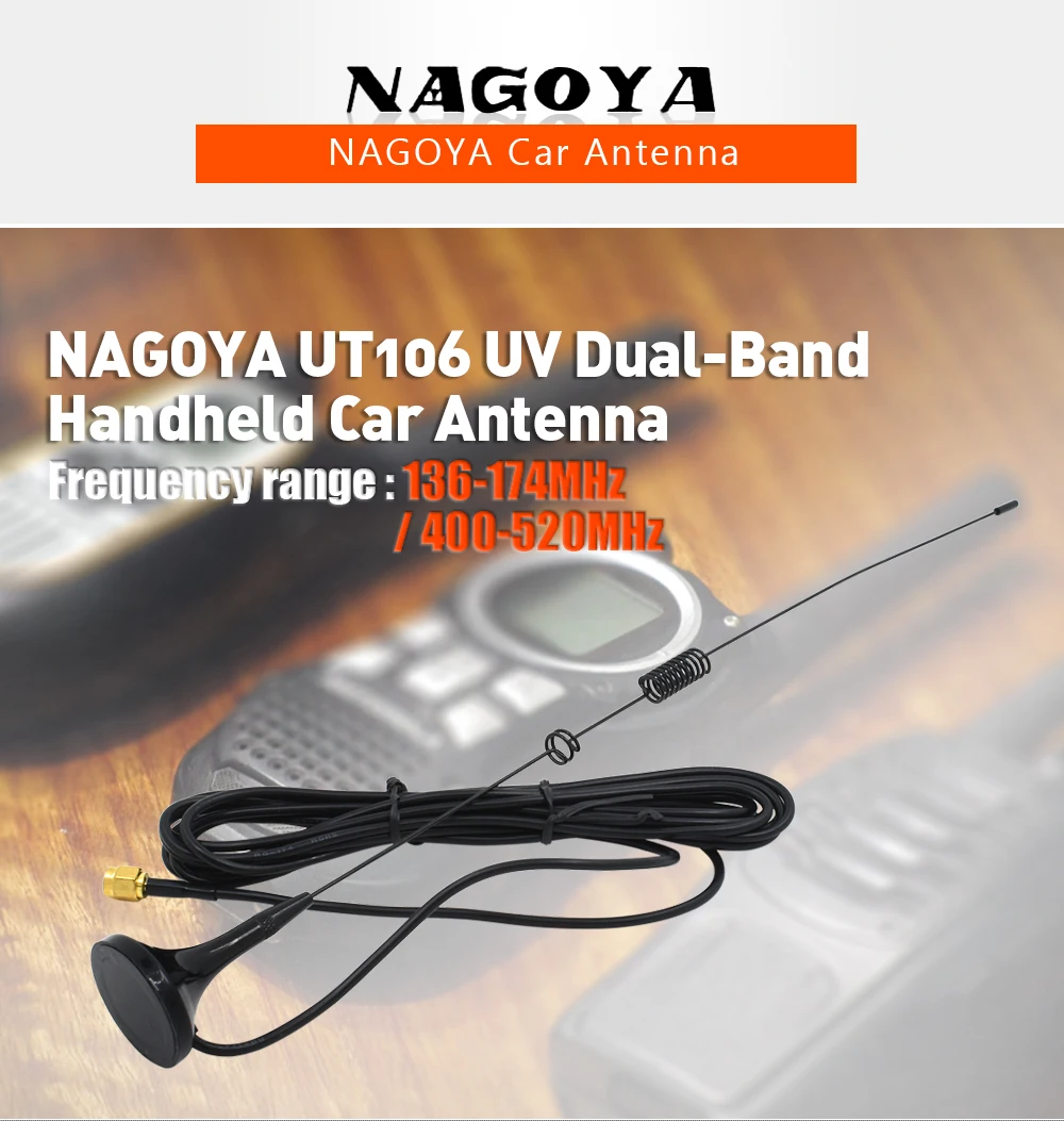 Антенна NAGOYA UT-106UV SMA-M мужской Dual Band двухстороннее радио аксессуары иди и болтай Walkie Talkie антенна автомобильное магнитное крепление 3 м RG-174 кабель для BaoFeng