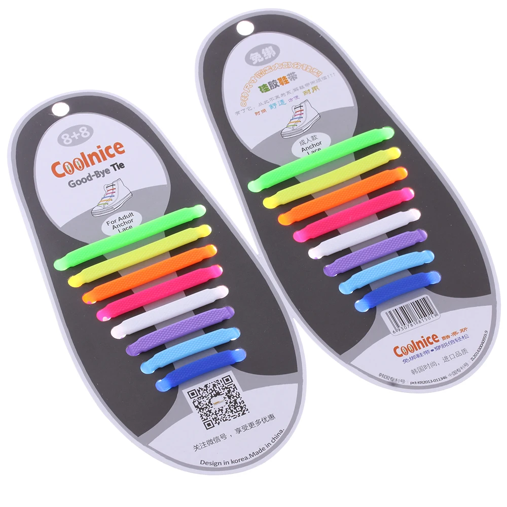 

16Pc/Set shoe laces tenis casual sneaker Fashion Unisex Women Men Athletic Running No Tie Shoelaces Elastic Silicone Shoe