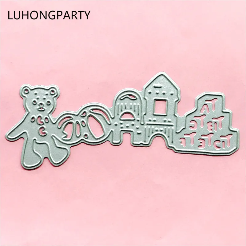

Lovely bear playing ball die cuts metal cutting dies scrapbooking embossing folder suit for sizzix fustella shot cutting machine