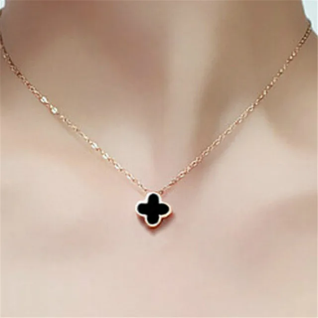 New Trendy Four Leaf Clover Crystal Sliver Flower Lucky Pendant