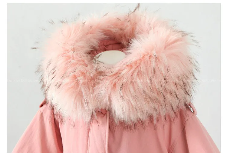 Детские хлопковые куртки коллекция года, зимняя верхняя одежда с большим воротником из искусственного меха для девочек розовые длинные хлопковые пальто с капюшоном для девочек детские теплые парки