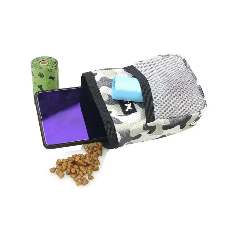 

Portable Training Waist Bag Dog Feed Pouch Camouflage Pattern Dog Treat Waterproof Cloth Bag Mini Pet Hands Free