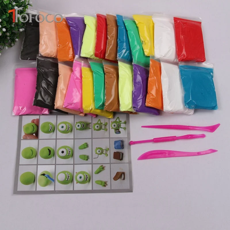 TOFOCO 24pcs/set Super Light Plasticine Intelligent Polymer Clay Slime Toys DIY Gum For Hands Anti Stress Colorful Clayey Tools TOFOCO 24pcs/set Super Light Plasticine Intelligent Polymer Clay Slime Toys DIY Gum For Hands Anti Stress Colorful Clayey Tools
