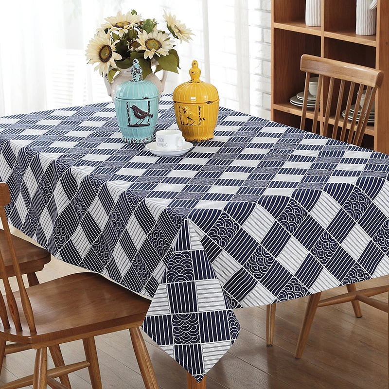 Japan Style Blue Cloud Elegant Tablecloths For Rectangular Tea Table