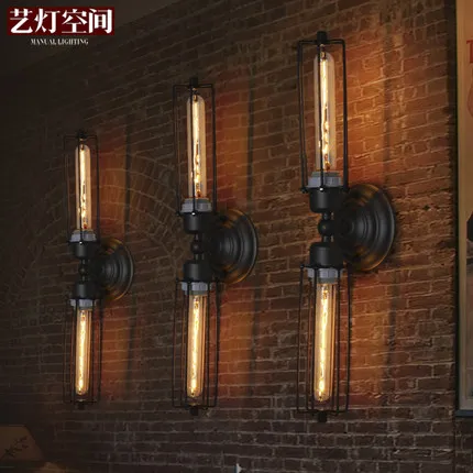 

Loft Style Vintage Wall Lamp Wrought Iron Wall Light American Industry Creative Wall Lights Bar Coffee Shop Art Deco Lighting