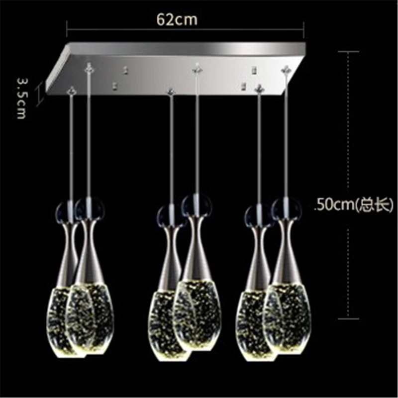 Стеклянный Хрустальный подвесной светильник s для гостиной, ресторана, столовой, кухни, подвесной светильник, Современный домашний декор, светильник в виде капли воды, светильники - Цвет корпуса: 6 lights Rectangle