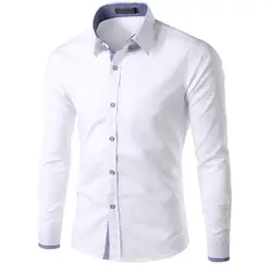 JAYCOSIN для мужчин Новый Повседневное Кнопка рубашка с длинными рукавами модные однотонные camisa узкие в британском стиле