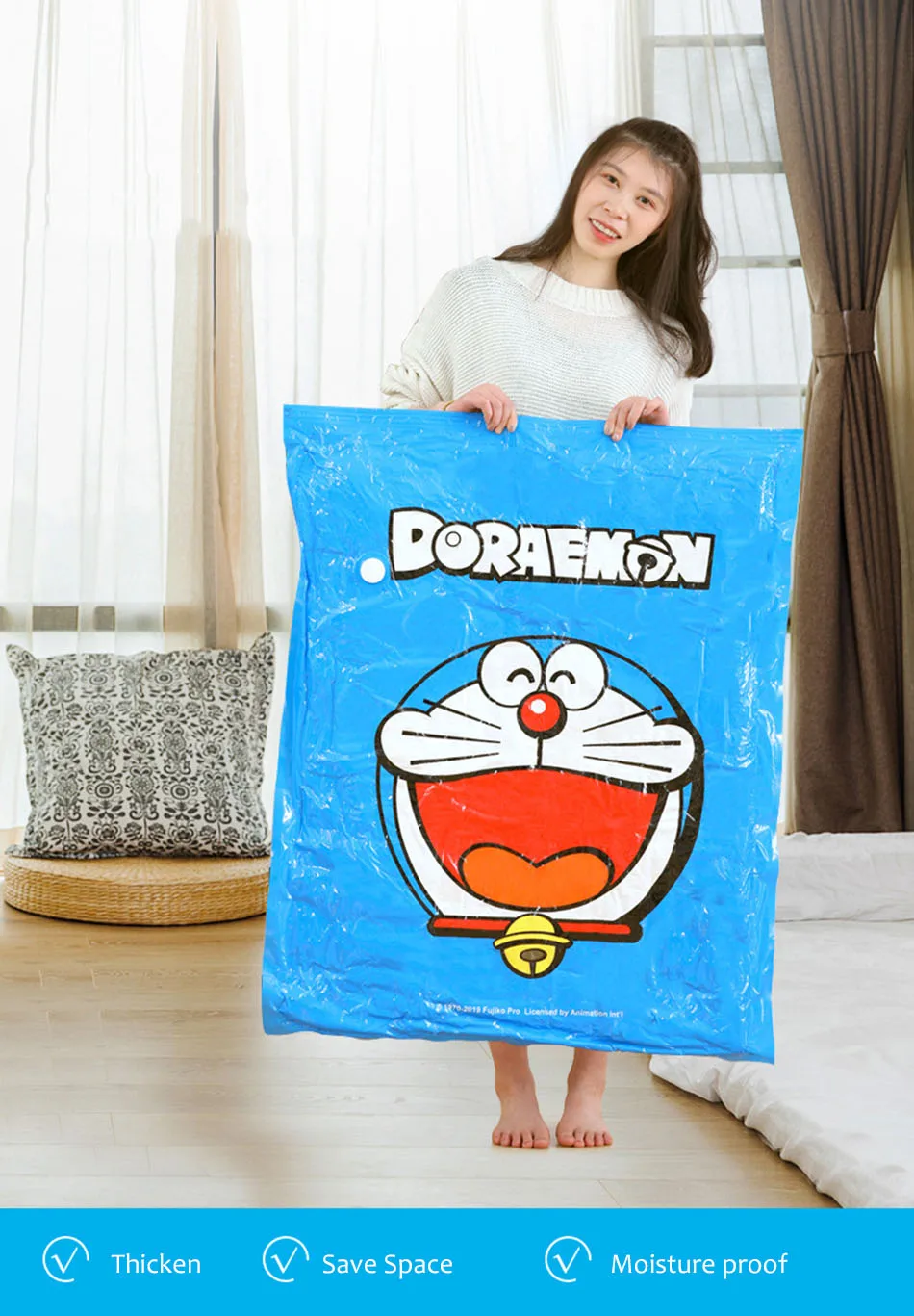 Boxi Doraemon вакуумный мешок для хранения дома прозрачная граница складной органайзер гардероба уплотнение сжатые дорожные сумки