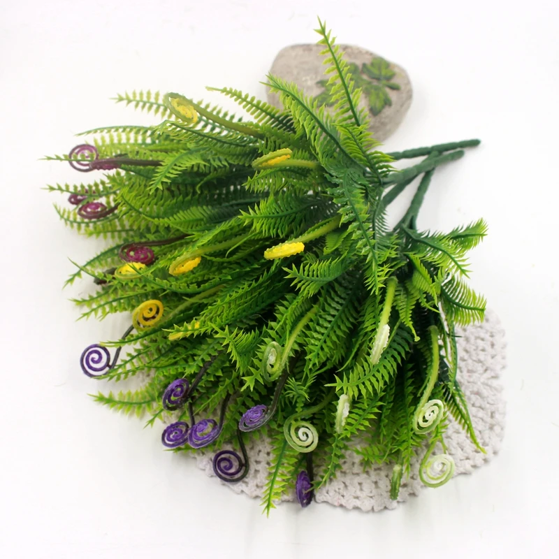 

1Pcs/lot Plastic Greeen Ferns Weed Branches Artificial Flowers Bouquet Grass Fake Leaf Wedding Home Party Aquatic Decoration
