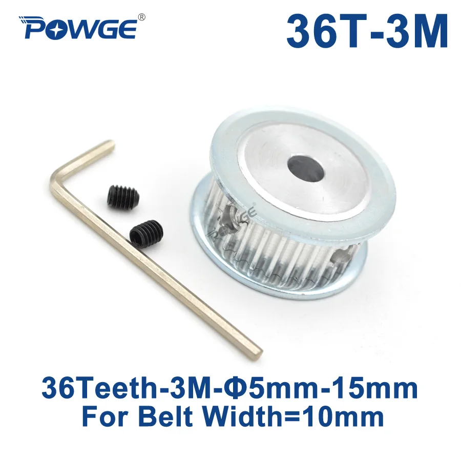 

POWGE 36 Teeth HTD 3M Synchronous Timing Pulley Bore 5/6/6.35/7/8/10/12/14/15mm for Width 10mm HTD3M belt pulley 36Teeth 36T