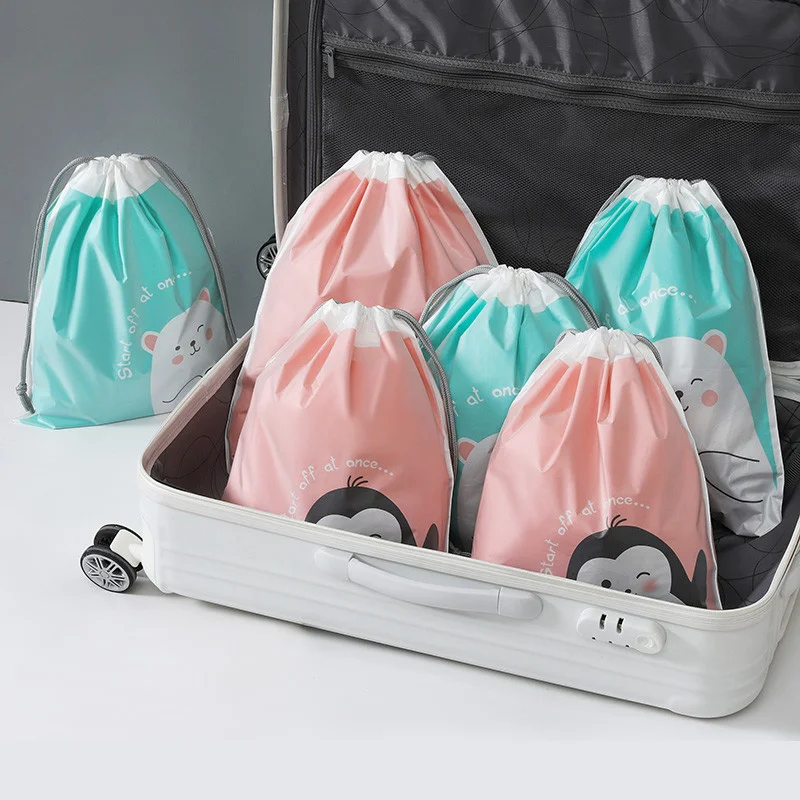 

Cartoon Waterproof Drawstring Bag Travel Cosmetics Shoes Storage Bag Toiletry Wash Pouch