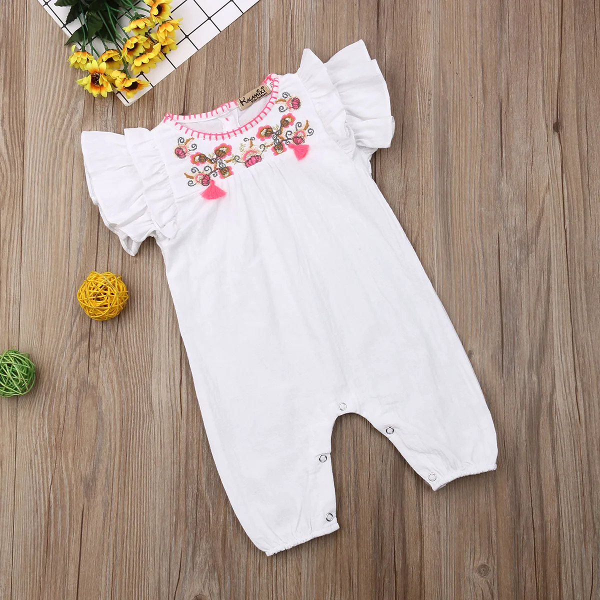 2019 الصيف زهرة الطفل الفتيات الملابس الوليد الرضع طفل الكشكشة السروال القصير بذلة Playsuit الطفل الفتيات ازياء