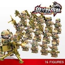 Современные militay волчьи клыки поле команда brickmania minifigs building block армия силы цифры оружие кирпичи игрушечные лошадки для обувь мальчиков подарки