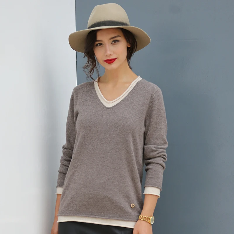 women's fashion long sleeve pure colour sweater