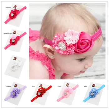 

12pcs hair bows flower headband Baptism Gift Cheap Hairbows elastic hairband Little Hair flower hairbows