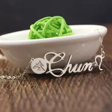 New Arrival Engraving Hill on Mini Disc Customized Name Necklace with Clear Crystone Decorated Nameplate Lucky Jewelry