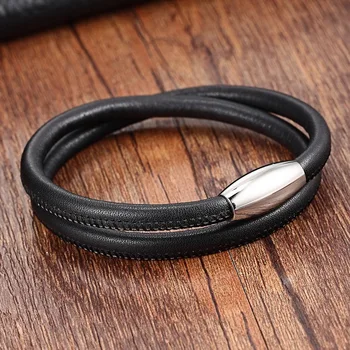 

XQNI Black Genuine Leather Bracelet New Arrival Interlocking Design Clown Pattern Happy&Special Jewelry For Birthday Party Gift