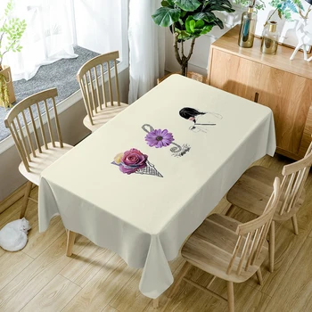 

Modern Polyester Tablecloth Creative 3d Colorful Flowers Pattern Dustproof Washable Cloth Rectangular Table Cloth for Wedding