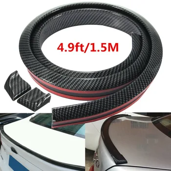 

BBQ@FUKA Universal Carbon Fiber Look Auto Car Rear Roof Trunk Spoiler Wing Lip Sticker 4.9ft/1.5M Car Styling