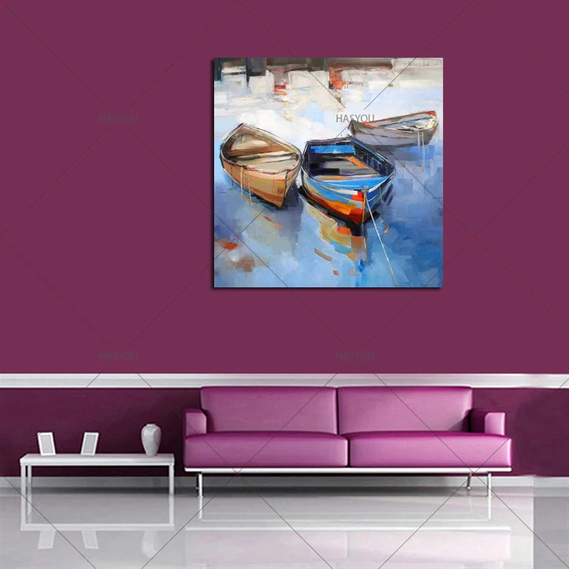 

Handmade Modern Abstract Masterful Textured Oil Paintings of Ships at Sea Hand Painted Wall Artwork Seascape Boat Canvas Picture