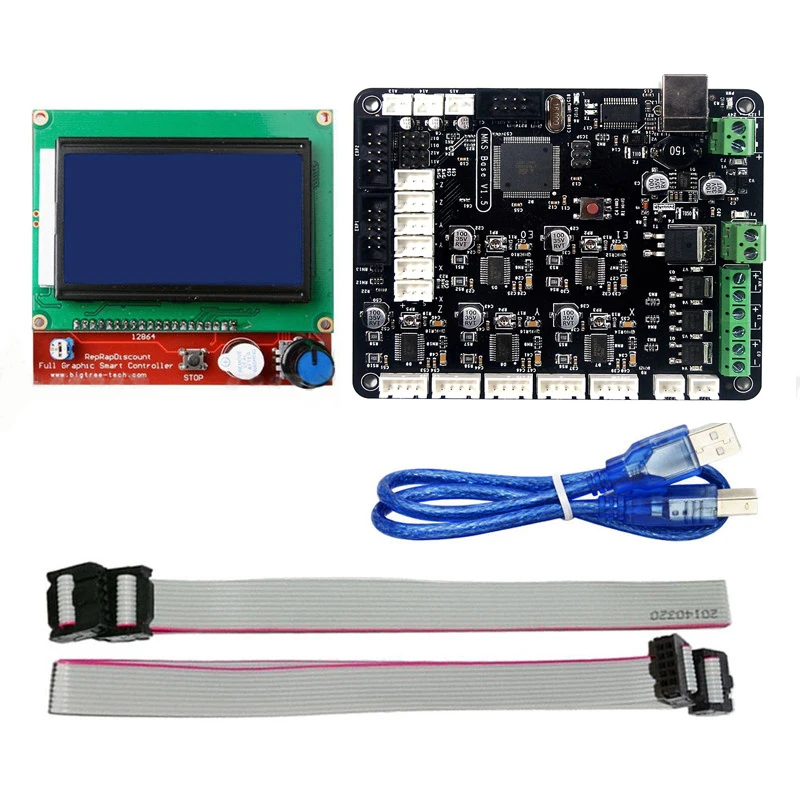 3D Printer Kit MKS Base V1.5 3D Printer Controller Board With Mega 2560 R3 Motherboard RepRap Ramps1.4 + 12864 LCD Controller