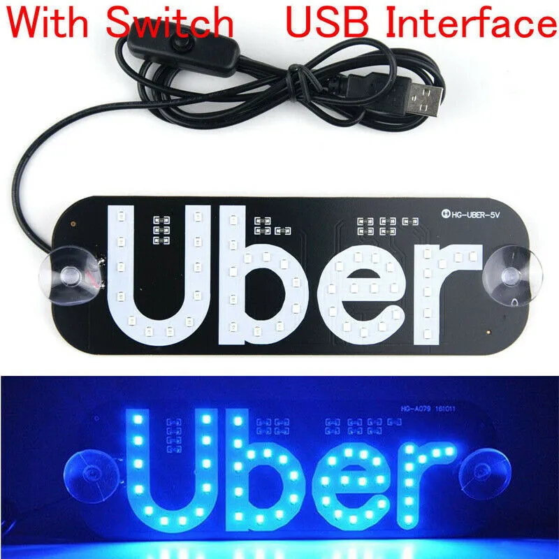 

Hiyork 1PC Taxi Led Light For Uber Sign Acrylic Car Rideshare Panel Lights Colorful For Inside Window Logo Windshield Lamp Decal