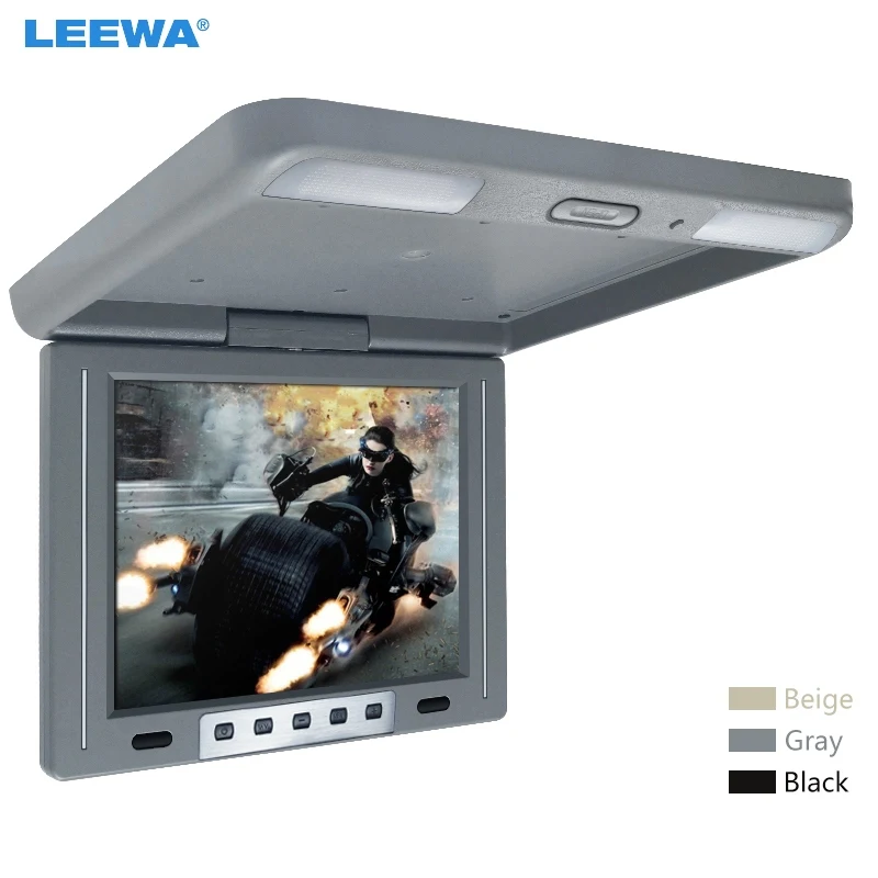 

LEEWA 12" inch Car/Bus TFT LCD Roof Mounted Monitor Flip Down Monitor 2-Way Video Input 12V Black, Grey, Beige #A1287