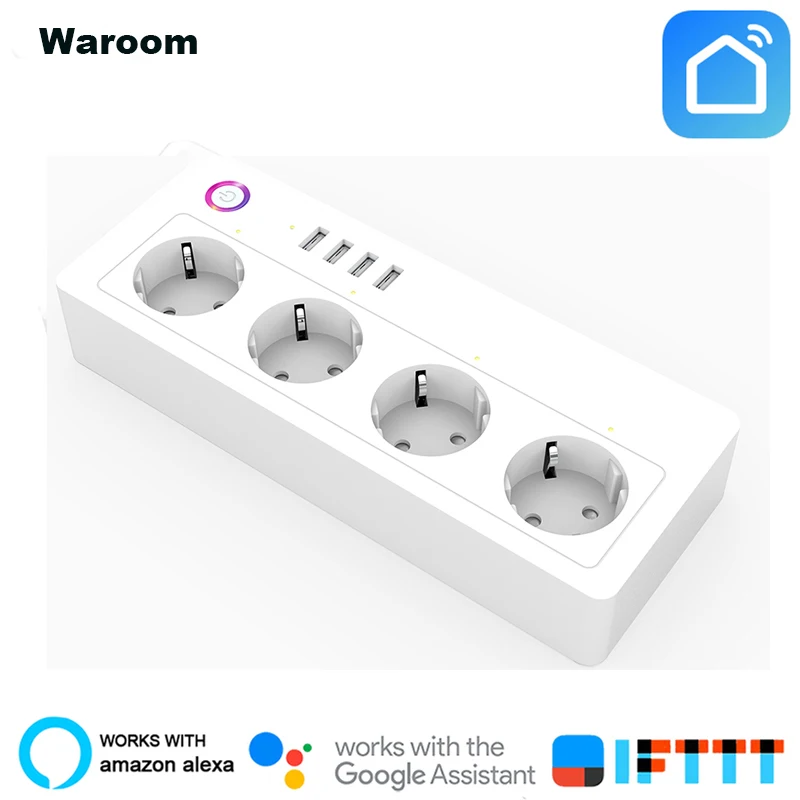 

USB Wifi Smart Power Strip Socket 13A US Plug Works With Alexa Google Home Mini IFTTT Smart Life APP-1.8M Power Cord